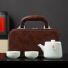 Portable Ceramic Travel Tea Set: One Pot, Two Cups - Perfect for Outdoor Use or Dragon Boat Festival Gifts