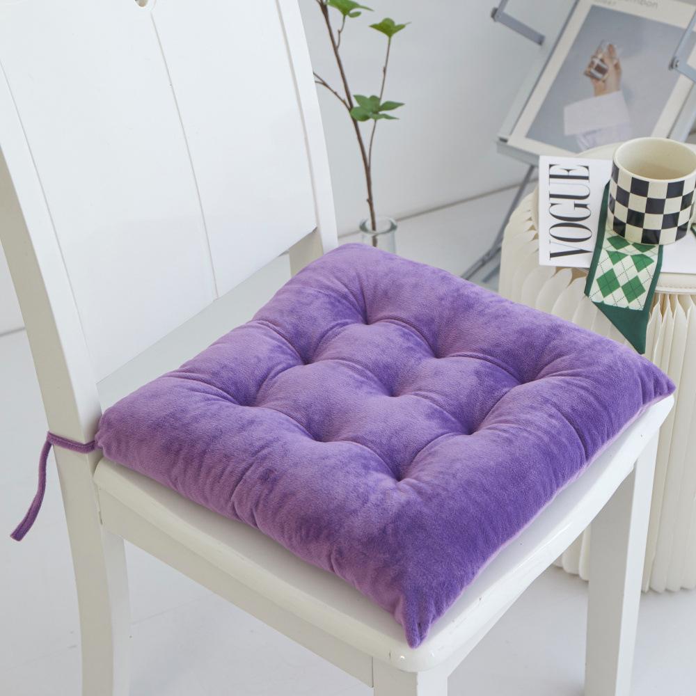 Gold Medal Crystal Velvet Chair Cushion with Straps - Thickened and Pure Color for Office Use