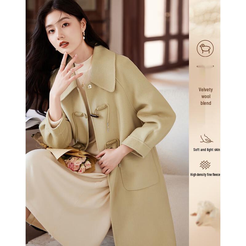 

Elegant Mid-Length Wool Blend Coat M