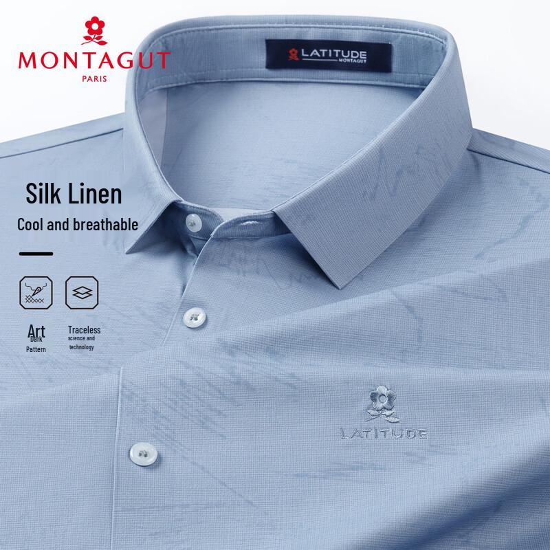 MONTAGUT Men s Silk Linen Blend Breathable Business Casual Shirt 2XL (54)