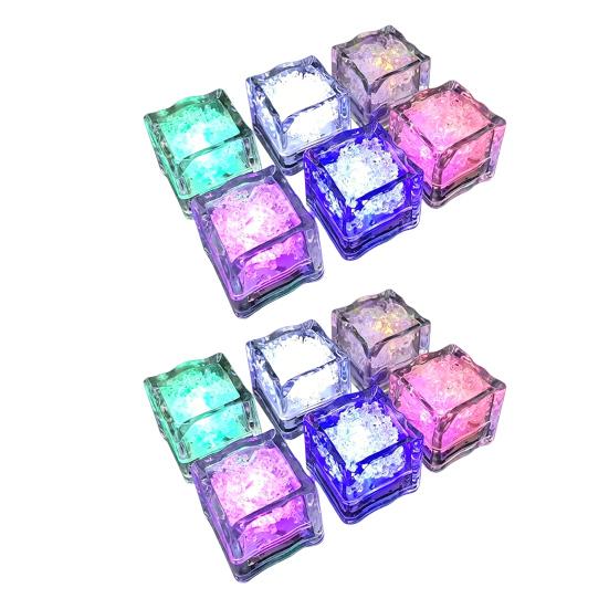 12 Pcs Glowing Ice Cubes Water Activated Color Changing LED Lights Submersible Bar