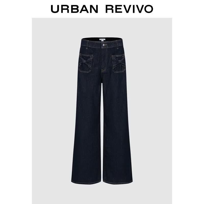 UR2026 Women s Wide-Leg Denim Pants with Bow Detail 29