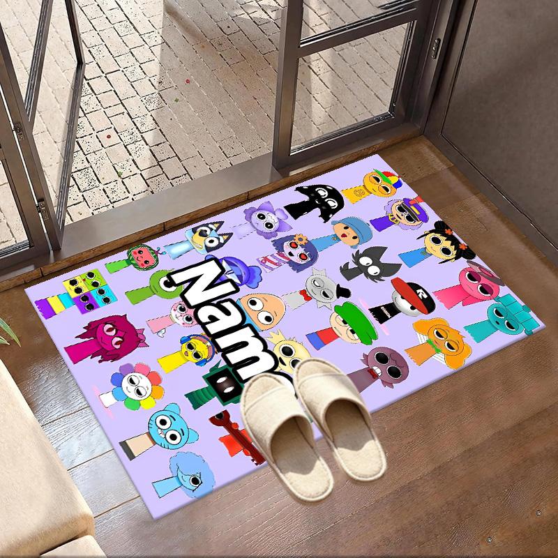 Custom Name Personalized Sprunki Game Print Carpet, Versatile Home Decor Rug, for Playroom, Apartment, Balcony, Entryway, Hallway Gift