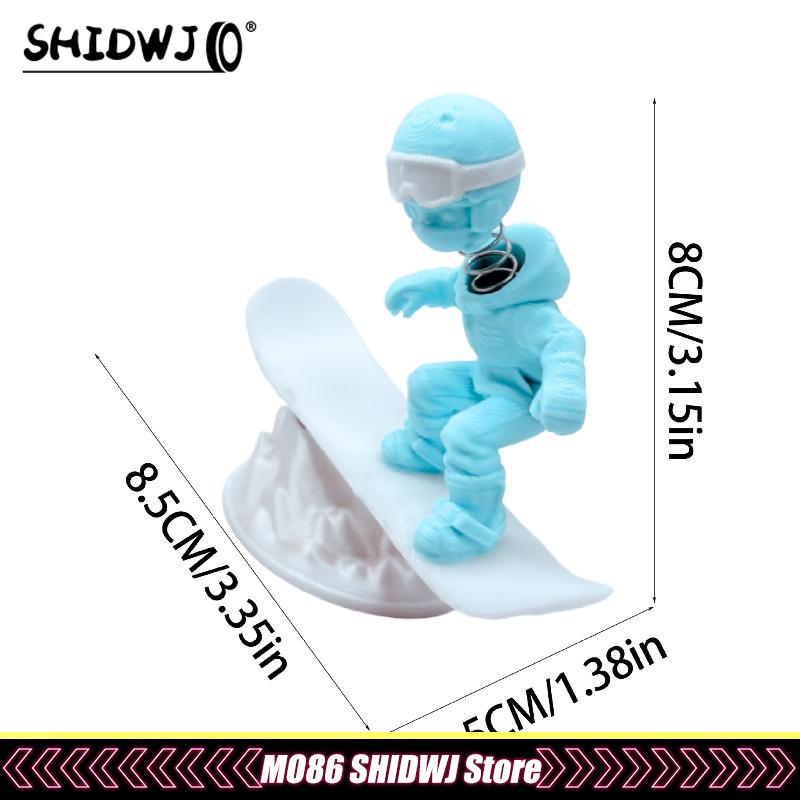 Fun Drift Skiing Man Statue Creative Car Center Console Decoration Office Desktop Statue Decor Ornaments Car Interior