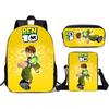 Teenage Hacker BEN10 Backpack, Elementary School Backpack, Three Piece Set, Children's Backpack, Shoulder Bag, Pencil Case