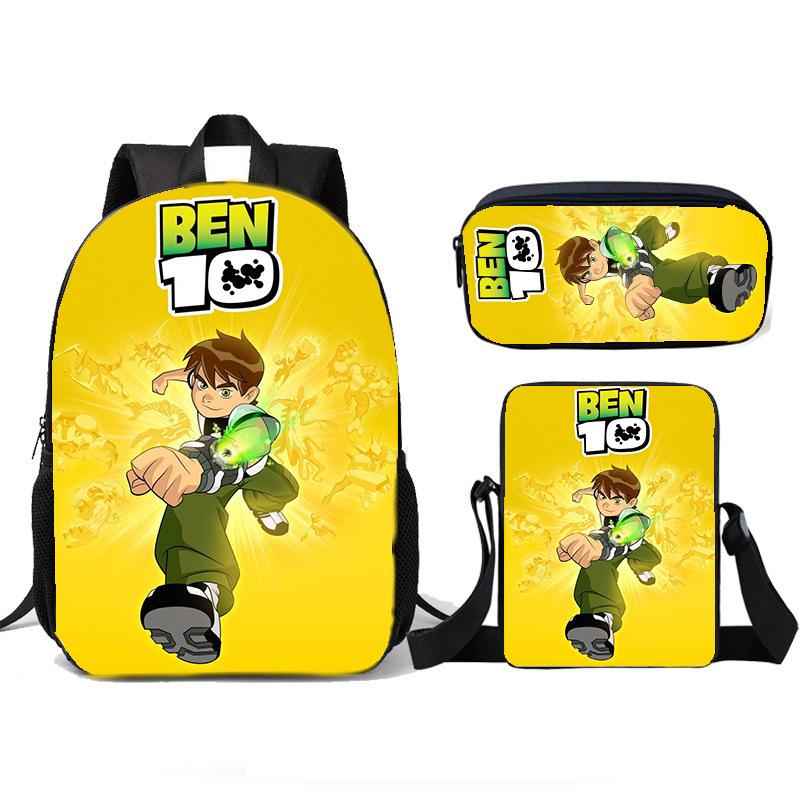 Teenage Hacker BEN10 Backpack, Elementary School Backpack, Three Piece Set, Children's Backpack, Shoulder Bag, Pencil Case