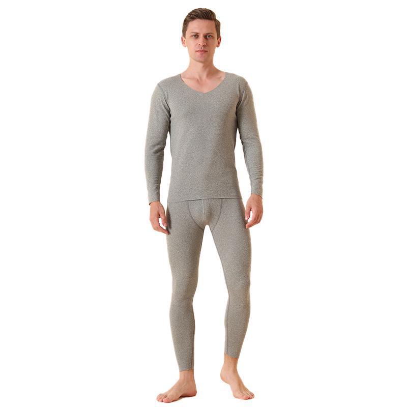 Herr German Velvet Termounderkläder och Pyjamas Set - Höst/Vinter Underställströja och Byxor, Plus Sammetstjocklek