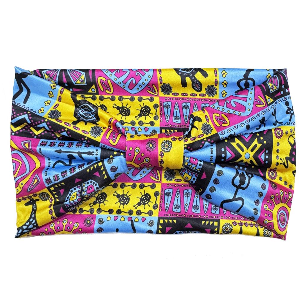 European American Women's Hair Band African Print Pattern Wide Edge Elastic Knot Sports Yoga Headband Women's Headwear Hair