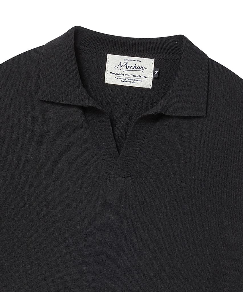 BEYOND CLOSET [Collection Line] Fine Wool Fit Collar Knit Black
