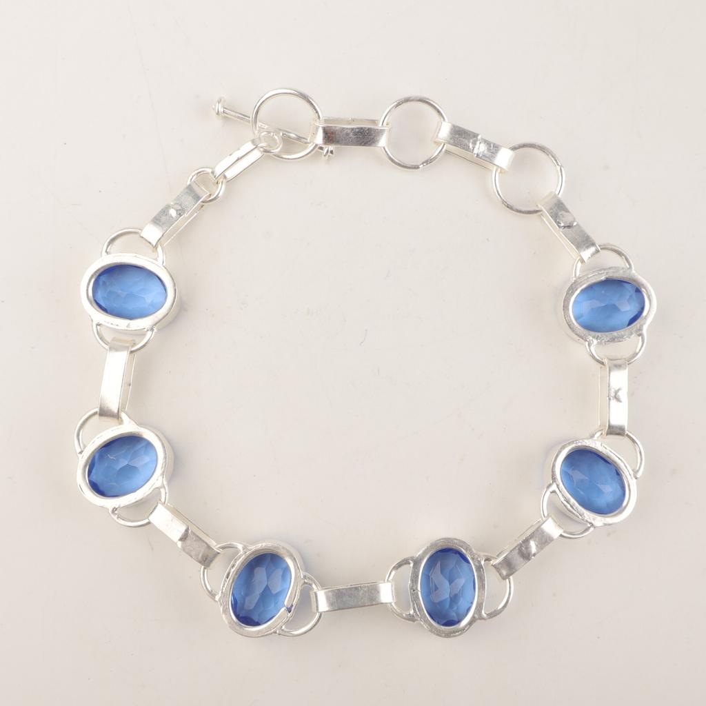 Natural Tanzanite Gemstone 925 Sterling Silver Jewelry Handcrafted Bracelet 9" RB-6-19
