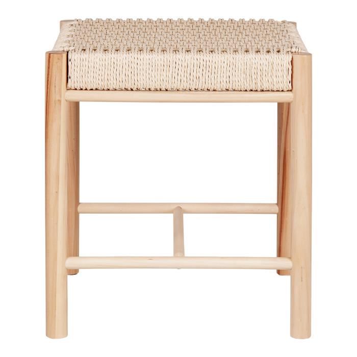 Tabouret en peuplier avec assise en osier naturel House Nordic Abano