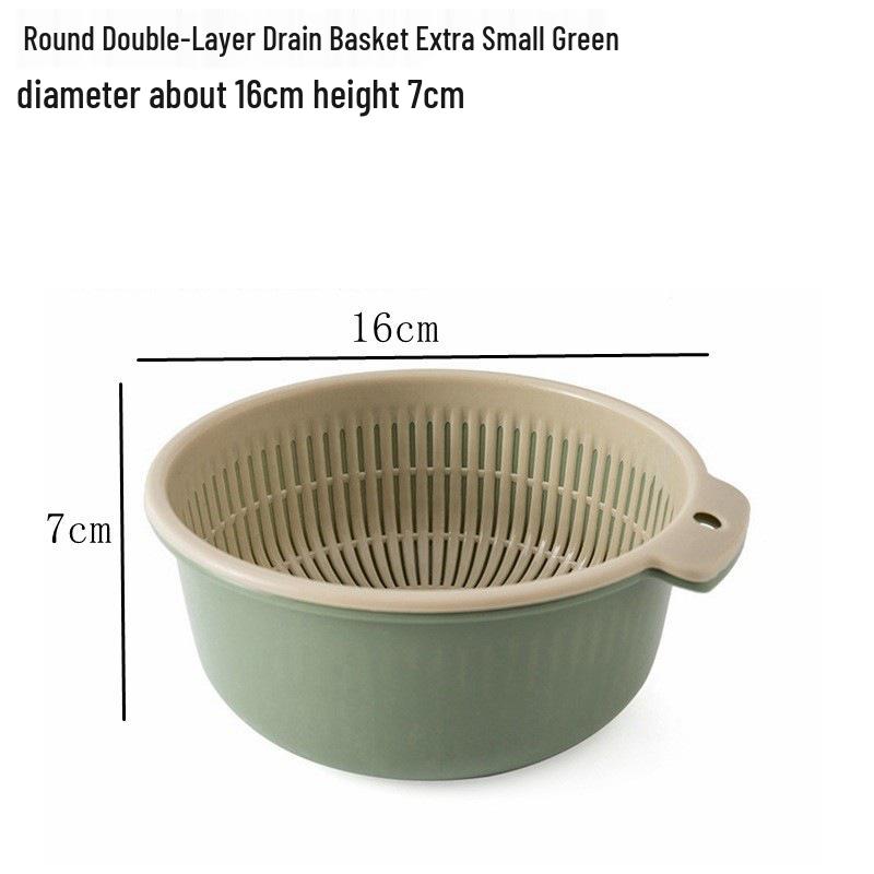 Hui Si Dual-Layer Kitchen Colander and Storage Basket for Fruits and Vegetables