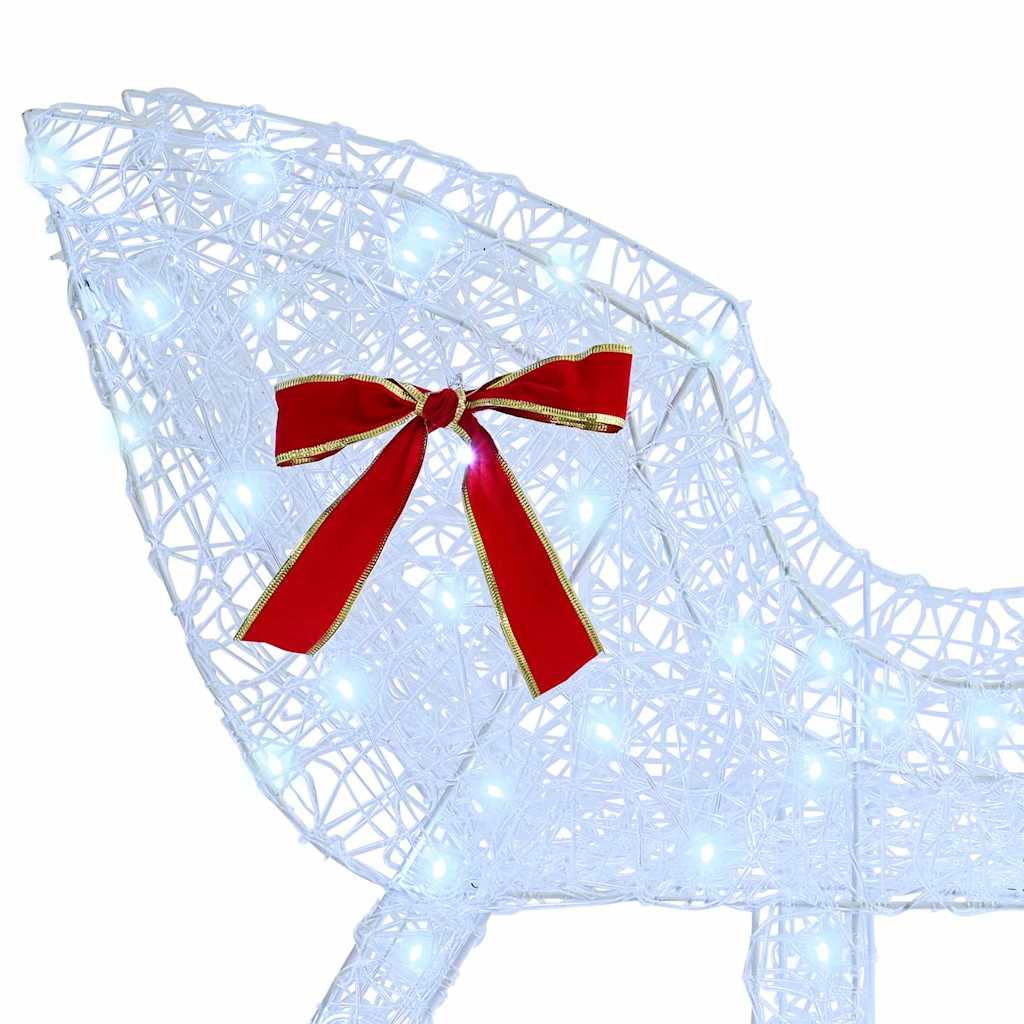 Reindeer Pull Sled Cold White 70 X 26 X 130 Cm Acrylic