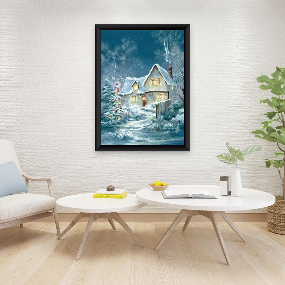 5D DIY Diamantové malování Sníh Zimní krajina Kamínkové umění Obrázek Plná diamantová výšivka Mozaika Domácí dekorace Dárková sada