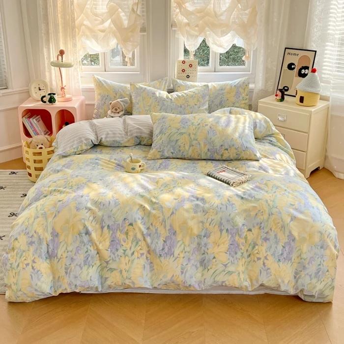 2025 New Spring and Summer Quilt Cover Three-piece Skin-friendly Grinding 13070 High-count Cotton Four-piece Bedding