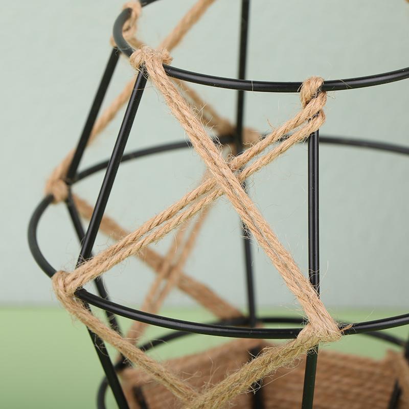 Mini Metal Cage Light Shades With Woven Hemp Rope - Vintage Farmhouse Pendant Lampshades For Home And Commercial Spaces