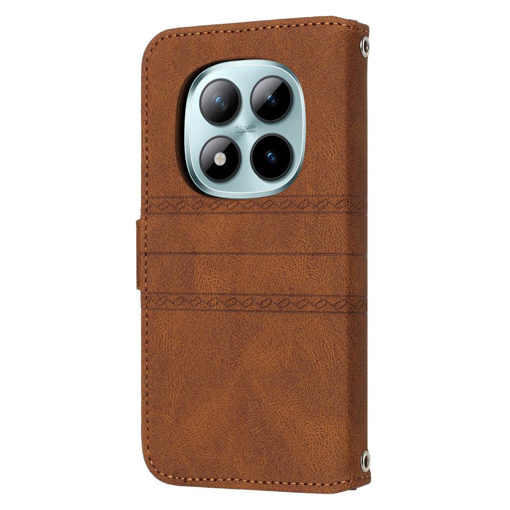 For Xiaomi Redmi Note 15 Pro 5G (Global) Case Wallet Skin-Touch Leather Imprinted Phone Cover with Wrist Strap