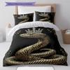 Snake and Skull Pattern Bedding Quilt Set Quilt Cover Pillowcase Home Decoration Gift (1 * Duvet Cover + 2 * Pillowcase, Without Core)
