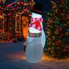 6FT/1.8M Inflatable Snowman Set of Three Holding Holiday Welcome Signs, Christmas Outdoor Yard Decor