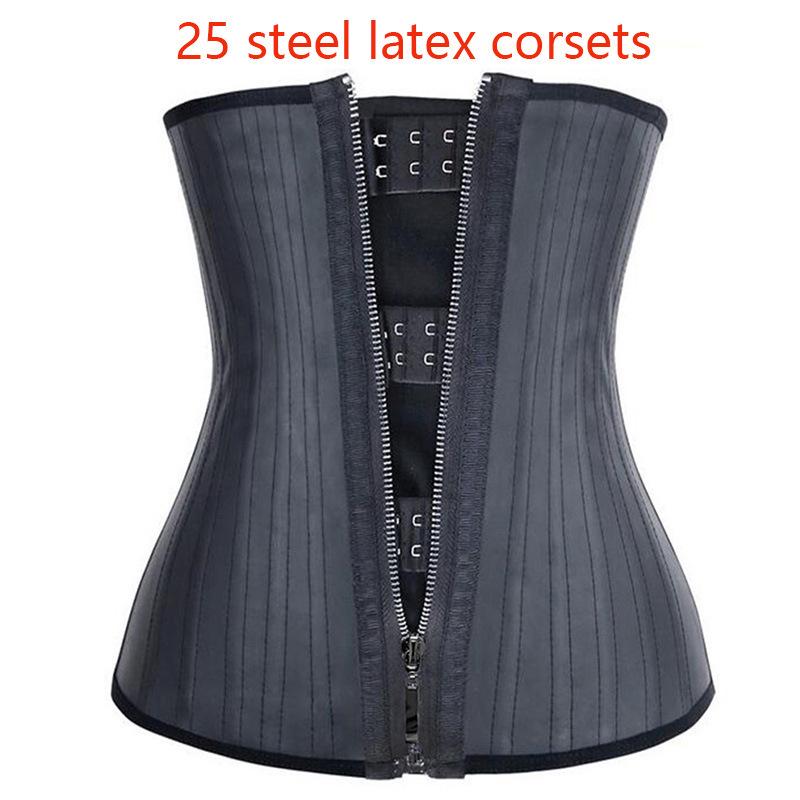 Smooth Latex Waist Cincher Shapewear with 25 Steel Bones and Zipper S чёрный