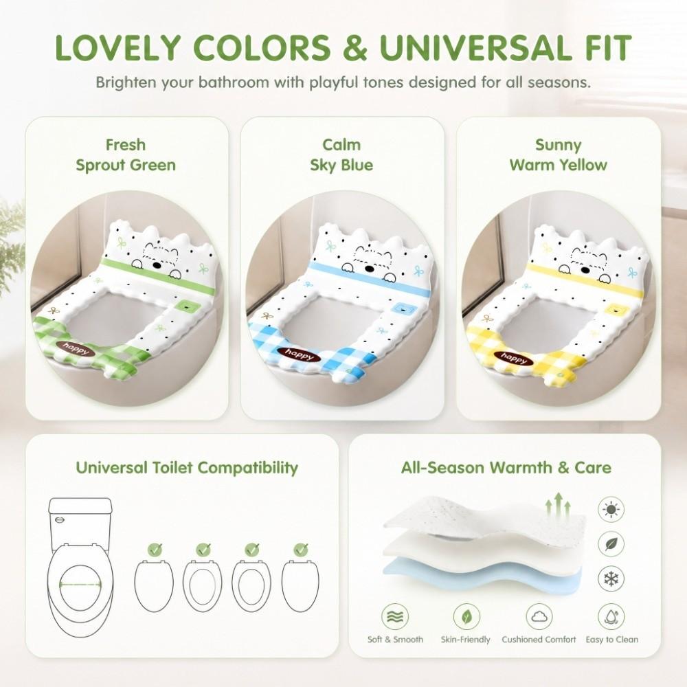 Waterproof Backrest Toilet Seat Cartoon Puppy Pattern Toilet Seat Cover Toilet Mat Bathroom Use