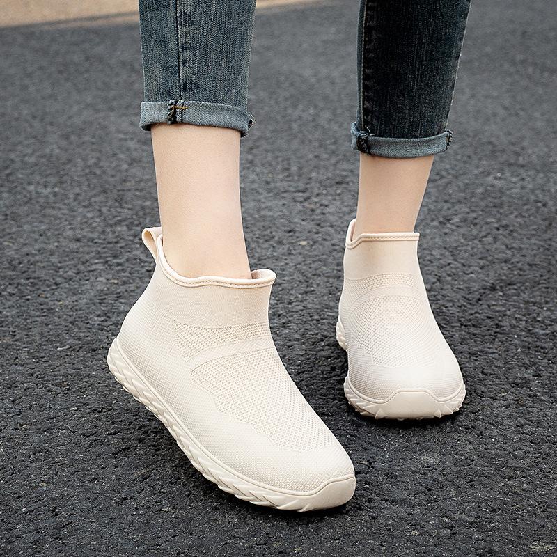 

Fashion short tube college rain boots rubber shoes water shoes non-slip water boots plastic thickened women s summer work rubber boots rain shoes 36 абрикосовый