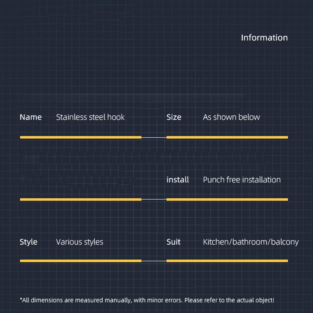 4Pcs Wall Mount Hook 304 Stainless Steel Hanging Hooks for Kitchen Bathroom Bedroom