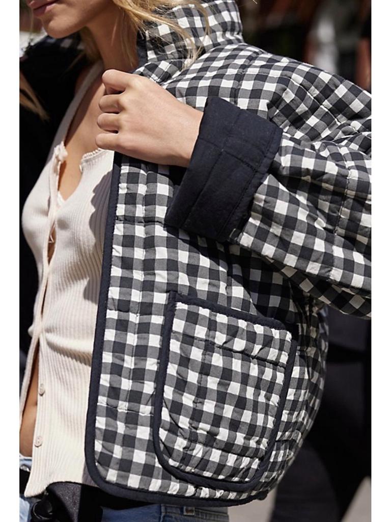 2024 Autumn/Winter Quilted Color Block Women's Cotton Jacket