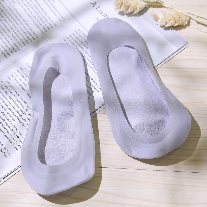 

Women s Invisible Non-Slip Boat Socks - Breathable, Thin, Eco-Friendly Cotton, Low-Cut, Silicone Grip Lace Anti-Slip - Basic Package серый