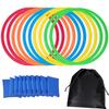 YUGANG Rakucamp Kenkenpa Ring 10-Piece Set Colorful Exercise Play Diameter 28cm 38cm 48cm Kids Motor Skills Improvement Includes Joints and Storage