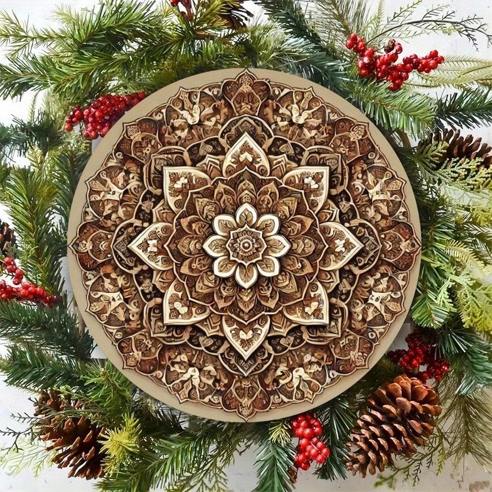 Vintage 7.8 Inch Metal Round Wall Sign Persian Turkish Style Iron Art Home Porch Decor Weather Resistant