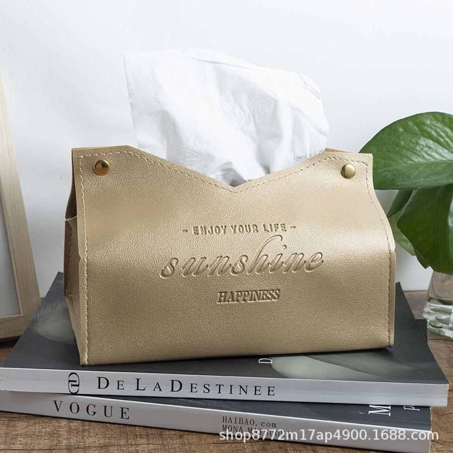 Leather Tissue Box Home Living Room Hotel Bedroom Creative Minimalist Fashionable Printing Paper Drawer Storage Box NapkinHolder
