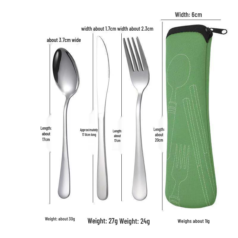 Stainless Steel Cutlery Set: Knife, Fork, Spoon & Chopsticks - Portable 4-Piece Set for Students, Travel, & Gifts