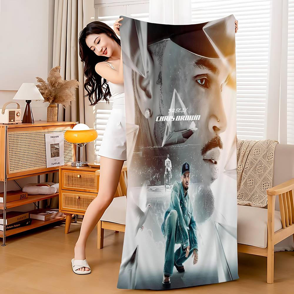 Hot New Chris Brown Rapper Beach Towel For Kids Bath Towel Pool Towel Vacation Gift Picnic Towel Party Gift