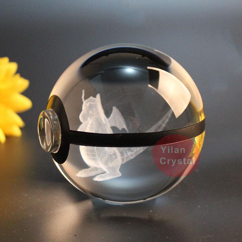 Most Popular LED Glowing Crystal Dragonite K9 Pokeball Souvenir Gift for Night Light Enthusiasts