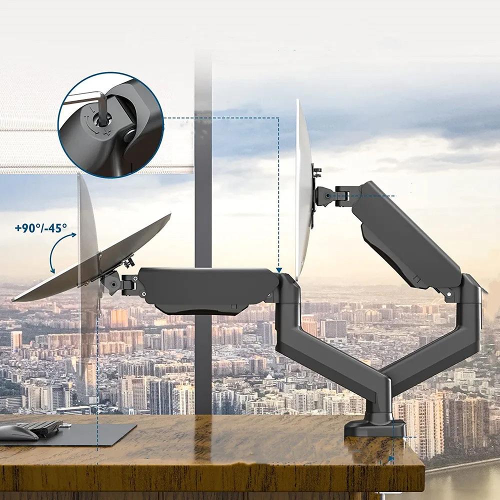Dual Monitor up to 32 inches and 19.8 lbs per Screen Mechanical Arm Desk Mount VESA 100x100mm Height Adjustable Monitor Stand