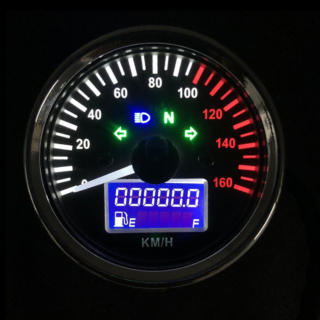 Universal 12V Motorcycle Speedometer LED Digital Tachometer Liquaid Crystal Instrument Gauge Odometer with Fuel meter