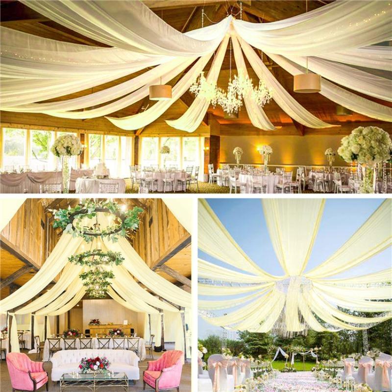 1 pezzo Tende da soffitto colorate per matrimonio Decorazione Tenda in chiffon lucido Drappeggio per cerimonia all'aperto di matrimonio Decorazione per feste