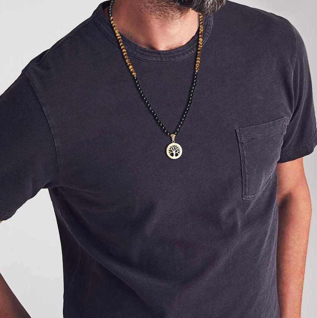 Coai Tree of Life Obsidian Tiger Eye Power Stone Protection from Tree of Life Necklace for Men and Women 108-Bead Bracelet, Evil,