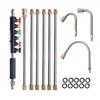 10pcs High Pressure Washer Extension Wand with 6 Adjustable Nozzles Curved Rods Stainless Steel Water Guns Wands
