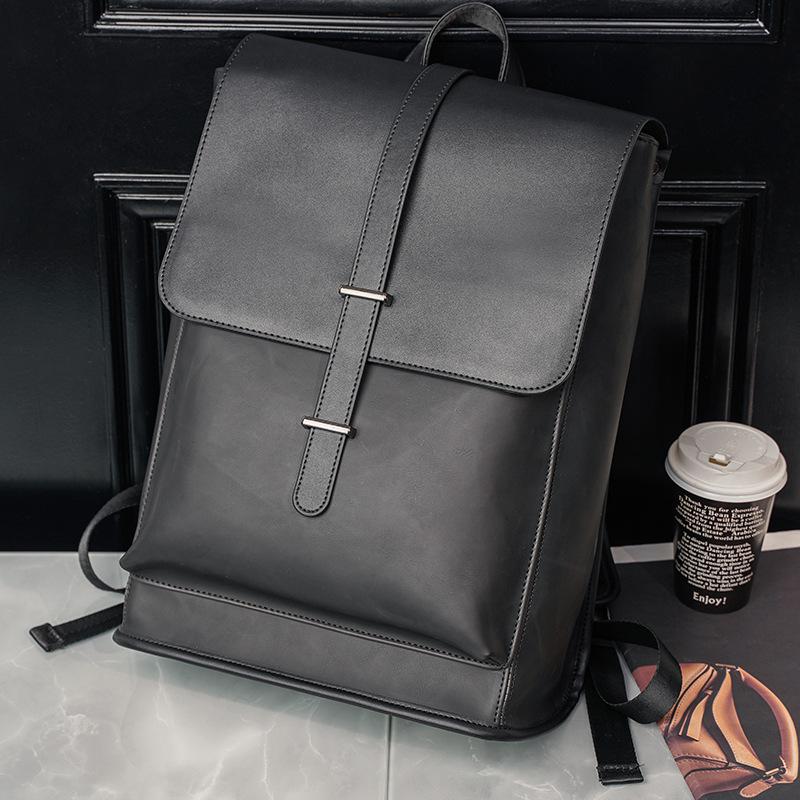 Korean Trendy 2025 Leather Men's Backpack - Large Capacity School & Laptop Bag