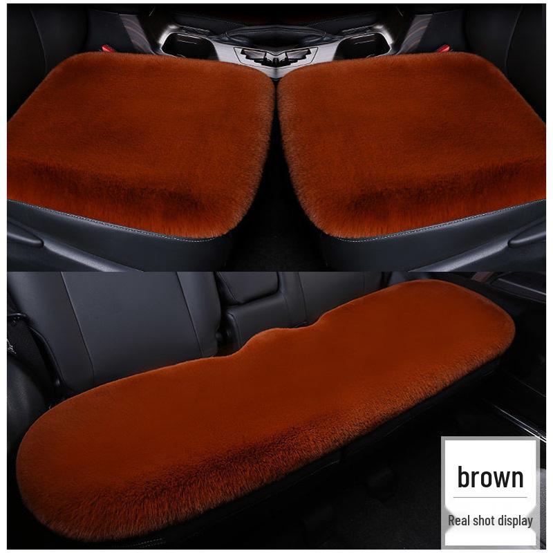 Winter Rabbit Plush Car Seat Cushion Set - 3-Piece No-Back Design for Single Seats