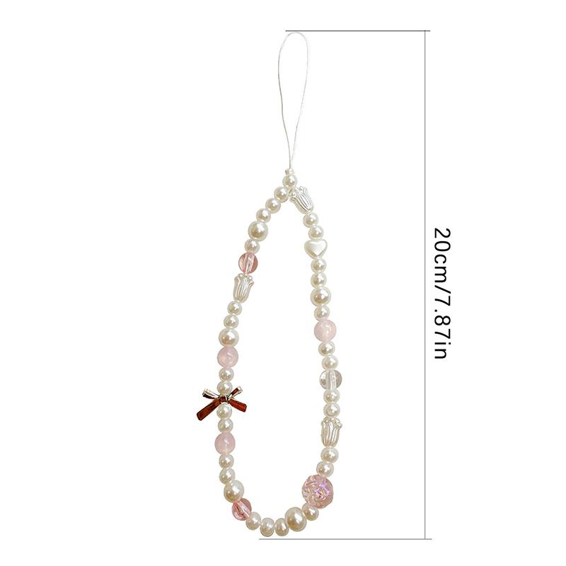 Portachiavi Ciondolo Amore Perla Catena Cellulare Perline Accessori Decorativi Regali Laccetto Cellulare Anti-smarrimento