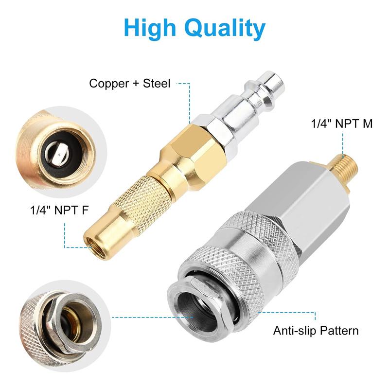3 ks robustní měděná vzduchová tryska s rychlospojkou, našroubovací vsuvka pro huštění pneumatik pro hučák pneumatik, kompresor