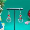 New Crystal Christmas Tree Tassel Earrings for Women Trendy Rhinestone Snowflake Bow Round Drop Earring Girls Christmas Jewelry