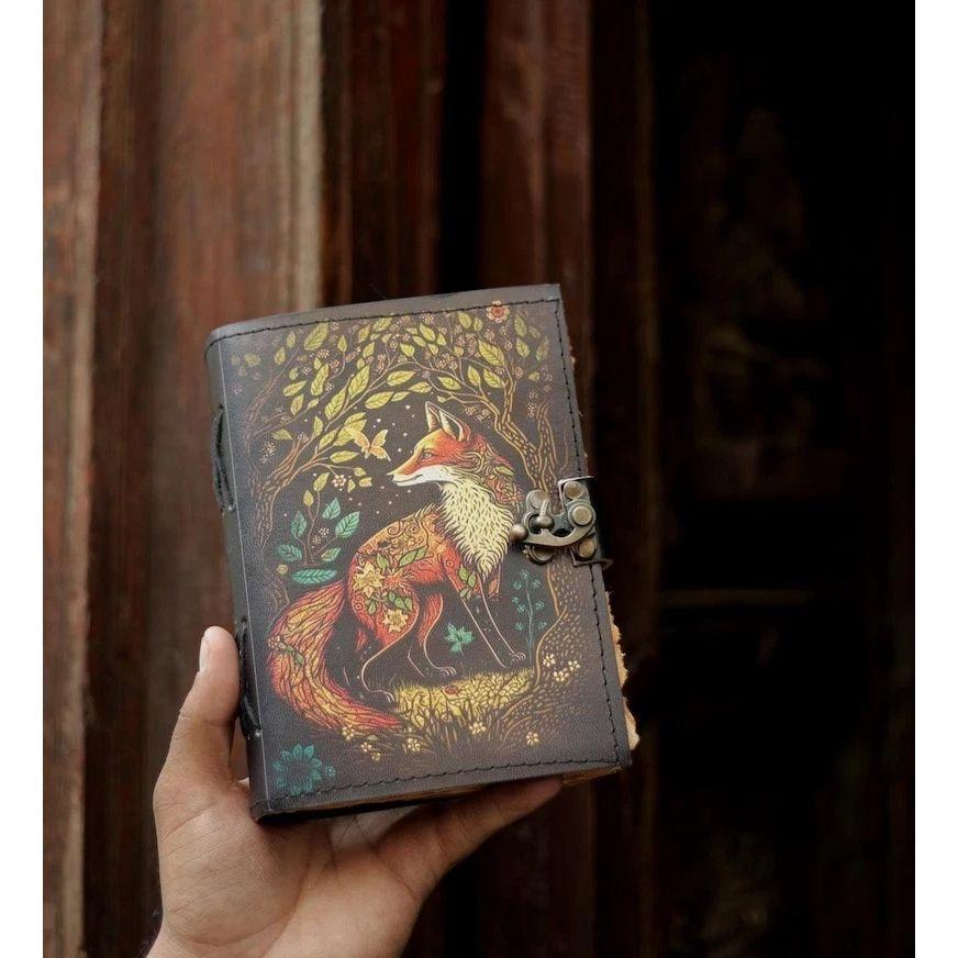 

Блокнот из натуральной кожи ручной работы с лисой, винтажный, для подарка, дневник 7 x 5 in