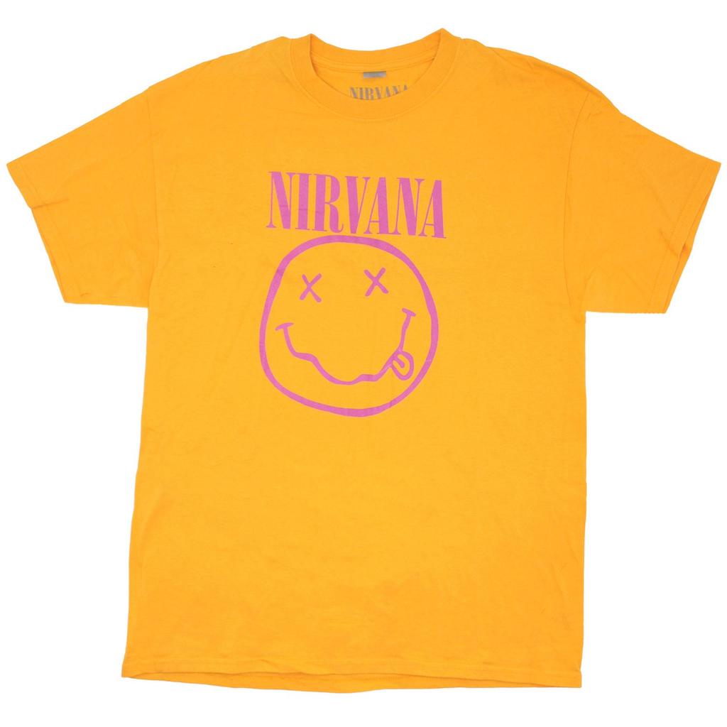 Men's Nirvana Pink Smile Face Logo (Import) T-shirt XX-Large Yellow