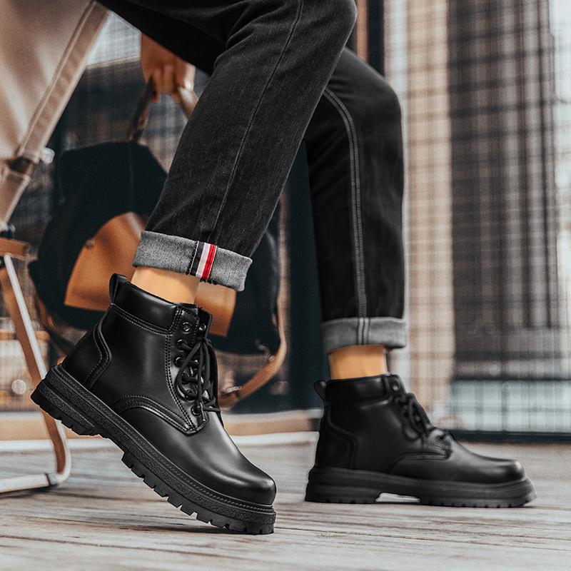 Neue Mode Herbst und Winter Herren High Top Martin Stiefel Studenten Männlich Jungen Trendy Weiche Sohle Arbeitsschuhe Arbeitsschutz Martin Sneakers