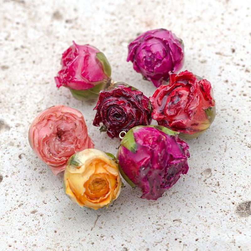 2 Pcs Real Rose Charms Set Rustic Natural Jewelry Making Material for DIY Earrings Boho Style Jewelry Crafting