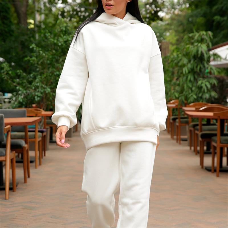 Winter Women's Sets Hooded Long Sleeve Hoodie Sport Pants Lady Suit Two Piece SetCasual Fleece Tracksuit Women Streetwear